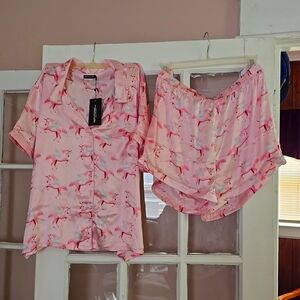 Plus-sized two-piece pajama short set